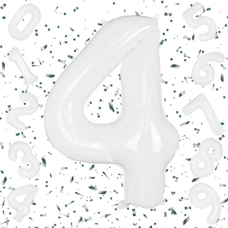 Other - Exgox 数字バルーン ホワイト アルミ風船 誕生日 40インチ ナンバー4 ハッピーバースデー 飾り付け 男の子 女の子 ギフト 記念日 お祝い パーティー 結婚式 披露宴