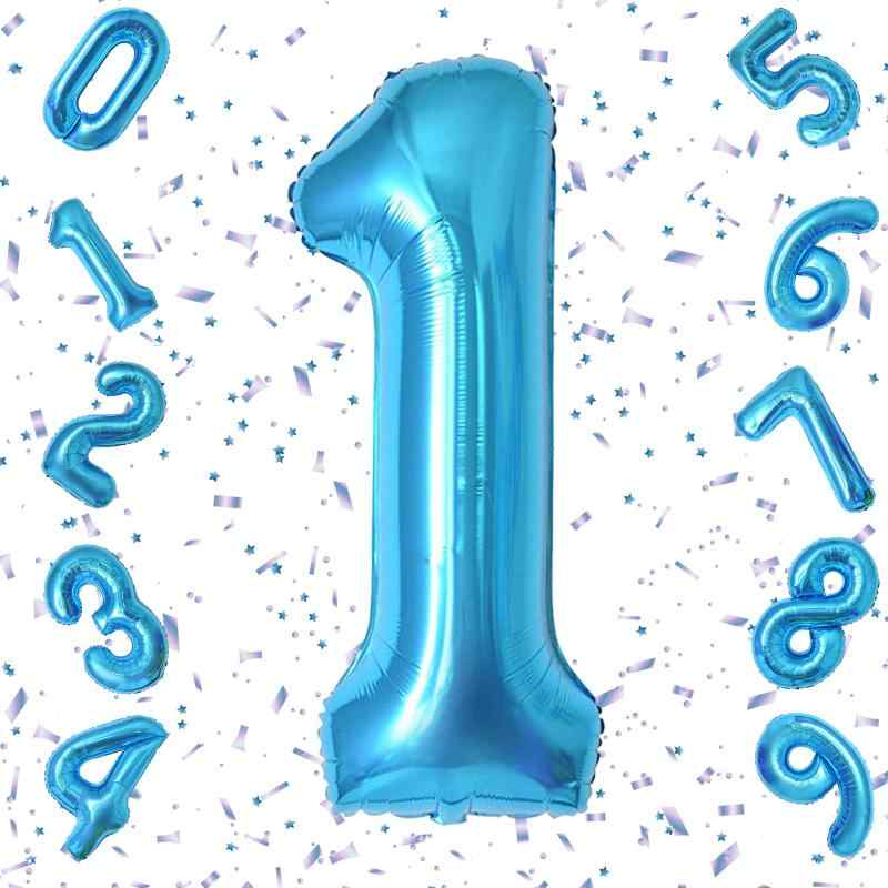Exgox 数字バルーン ブルー アルミ風船 誕生日 40インチ ナンバー1 ハッピーバースデー 飾り付け 男の子 女の子 ギフト 記念日 お祝い パーティー 結婚式 披露宴