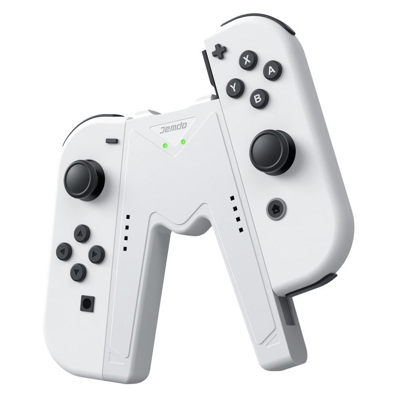 Switch Joycon 充電グリップ Nintendo Switch &amp; OLED モデル対応 V 型 ジョイコン コントローラー充電器 インジケーター付き (White)