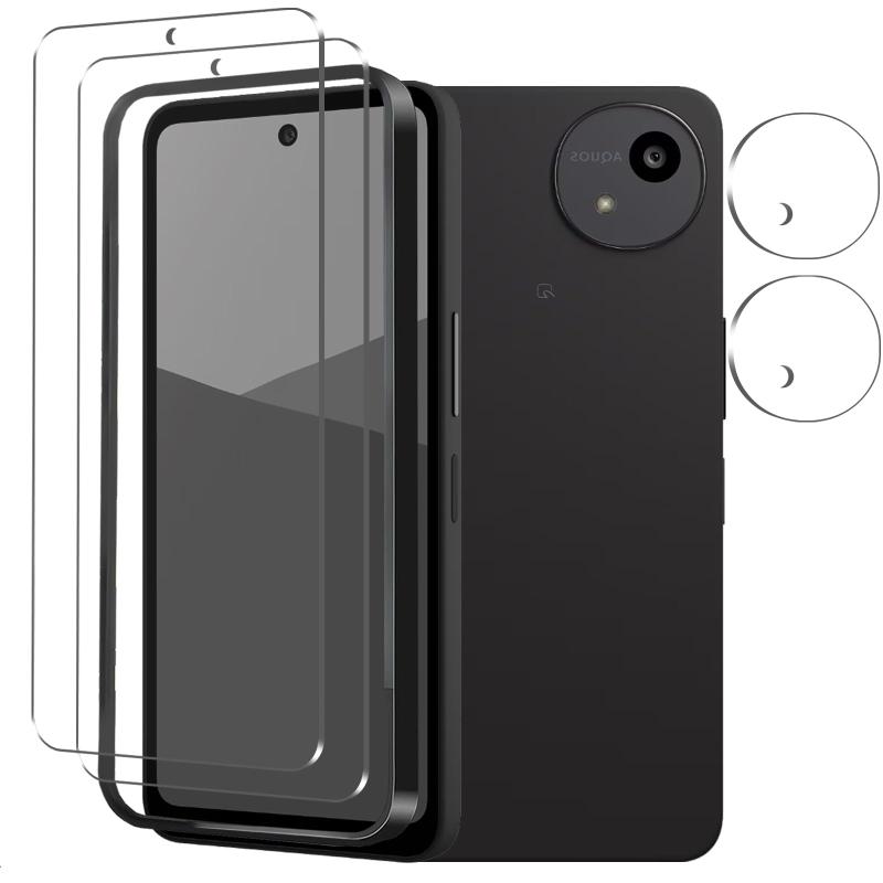 AQUOS wish5 ガラスフィルム +カメラフィルム【旭硝子日本製】AQUOS wish5 フィルム 指紋認証対応 硬度9H 耐衝撃 スクラッチ防止 自動吸着 露出オーバー防止 気泡ゼロ 指紋防止 wish5 用の 保護フィ