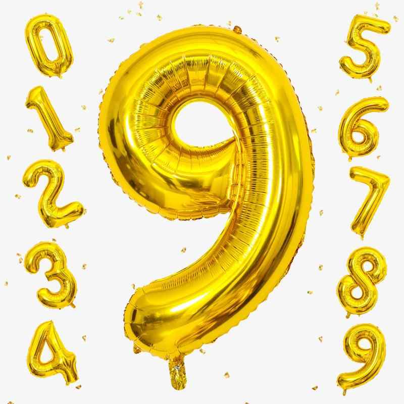 Rakuten - GOPATY数字バルーン 大きい 40インチ 約100cm ナンバーアルミ風船 誕生日飾り付け 記念日 バースデーパーティー お祝い 成人式 卒業 入学 (9, ゴールド)
