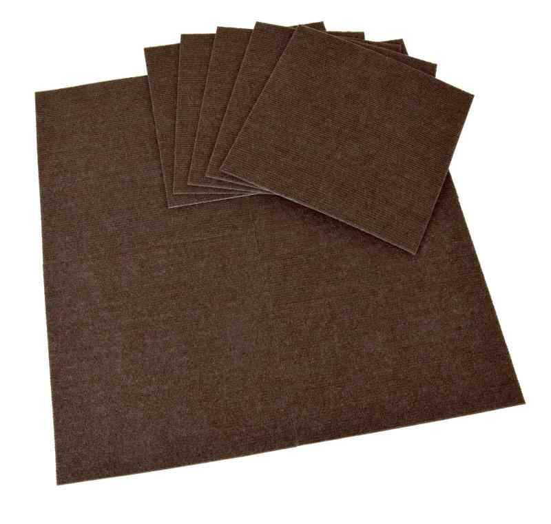 Carpet Tiles - ワタナベ工業 国産タイルカーペット 吸着ぴたマット ループ 9枚組 30X30cm ブラウン