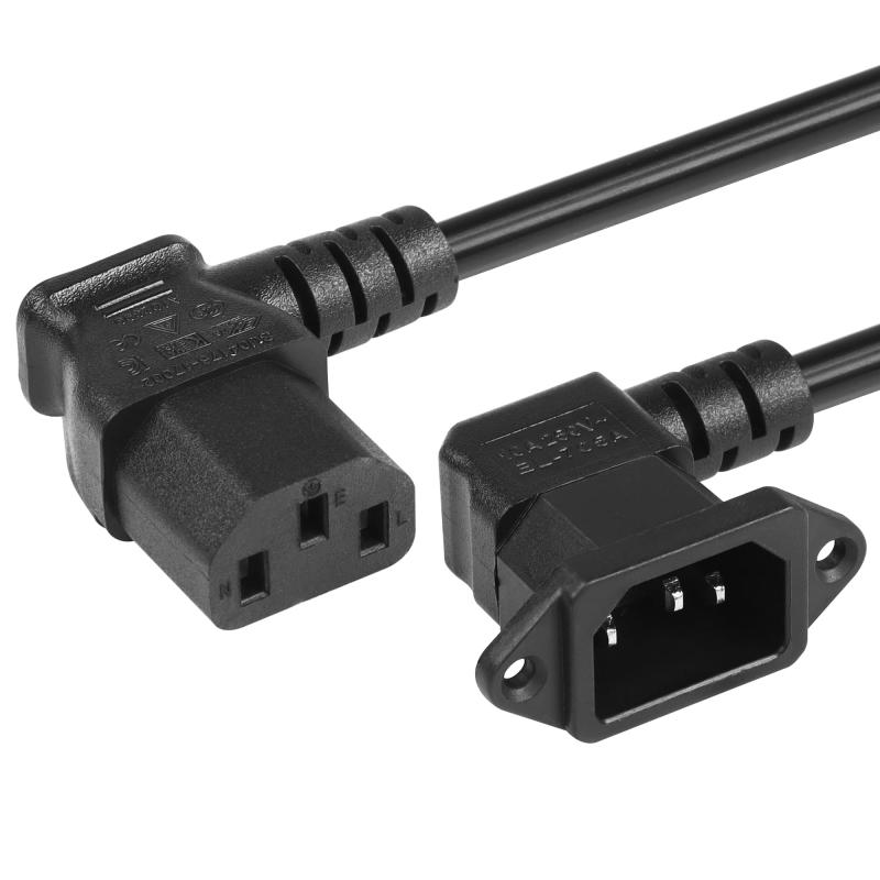 樂天商城 - CERRXIAN 90°IEC 320 C14-C13電源コード 90度C14オス～C13メス（左）PDU電源延長コード モニター、コンピューター、プリンターに対応 0.6M