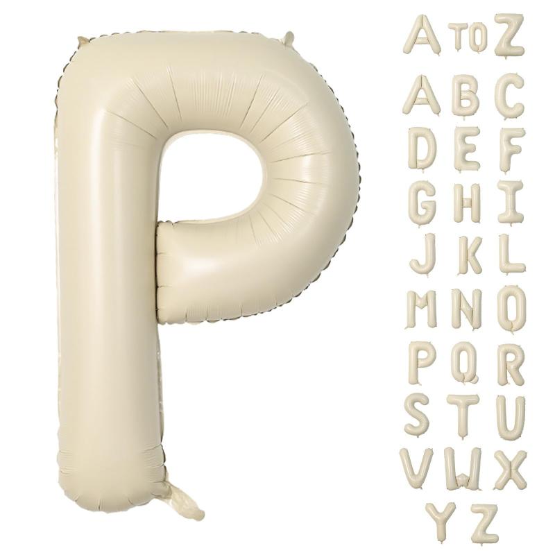 Lausatek アルファベット レター バルーン P 英語 文字 40インチ アルミ風船 大きい 組み合わせ 誕生日 バースデー 飾り付け イベント 記念日 パーティー 約90cm くすみホワイト