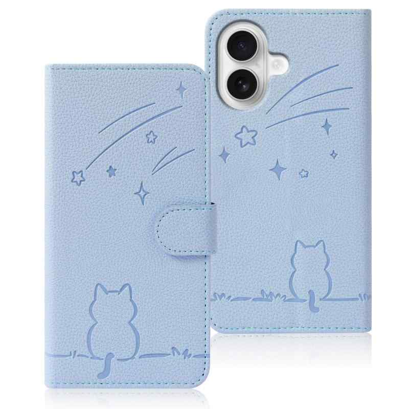 Rakuten - Rosbtib iPhone 16 ケース 手帳型 流れ星子猫 いphone16 ケース 可愛い 猫柄 ねこ アイフォン16 手帳型ケース 財布型 耐衝撃 あいふおん16ケース携帯カバー カード収納 iPhone16 に適用 スマホケース オ