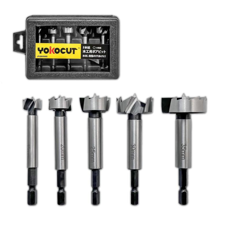 樂天商城 - YOKOCUT 木工用ドリル 5本組 座グリビット ボアビット ドリルビット 六角軸