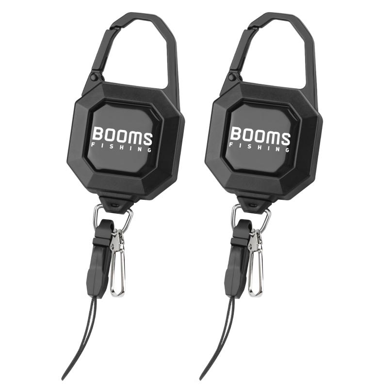 Booms Fishing RG4 カラビナ式ピンオンリール キーリール 亜鉛合金 8段階セグメント式ロック機能付き ブラック 2個