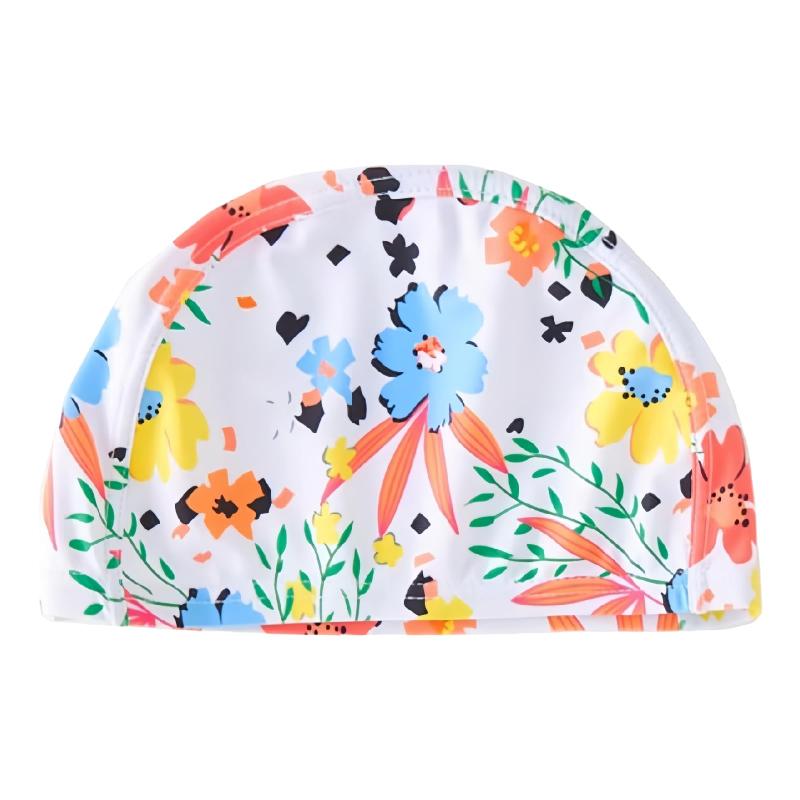 [SEENFAAN]スイムキャップ キッズ 水泳帽 子供用 可愛い スイミングキャップ 幼児 男の子 女の子 水泳キャップ 子ども 大きめ UVカット プール帽 ガールズ 縮性良い白花