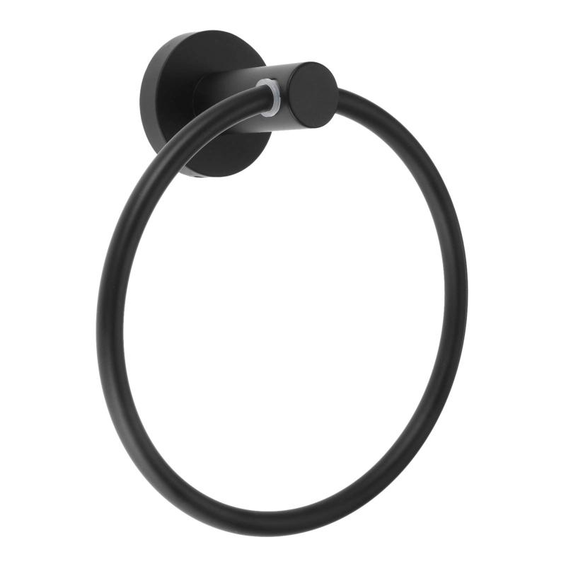 Rakuten - タオルリング タオル掛け アンティーク タオルハンガー トイレ バスルームアクセサリー キッチン 浴室 壁掛け ブラック ネジ付き 16cm