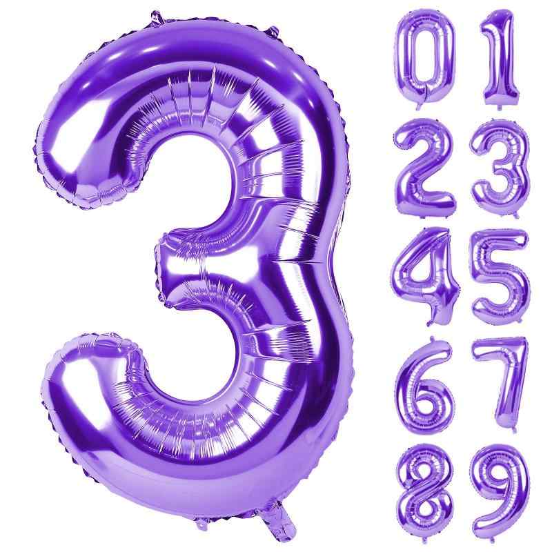 樂天商城 - Lausatek バルーン アルミ風船 数字3 ナンバー 40インチ 大きい 誕生日 ハッピーバースデー 飾り付け ウェディング 記念日 パーティー 紫 約90cm パープル