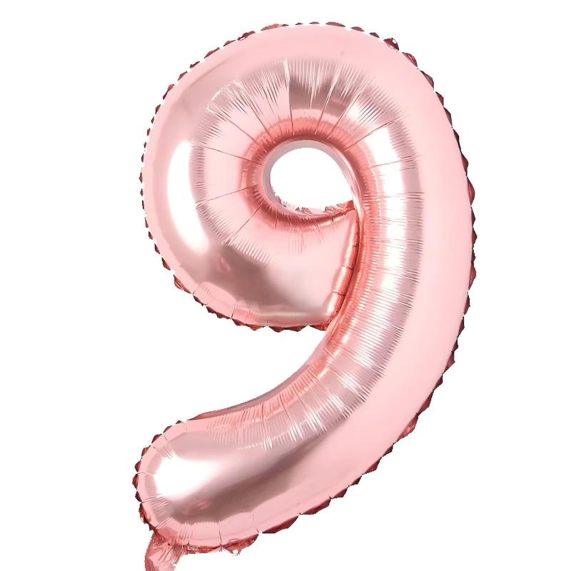 PomeloCoto 9数字 バルーンローズゴールド 小きい誕生日 飾り付け9歳, 86cmローズゴールド風船 数字9スウジ バルーン オオキイ 記念日/カーニバル/卒業式/プロポーズ/写真撮影用小道具