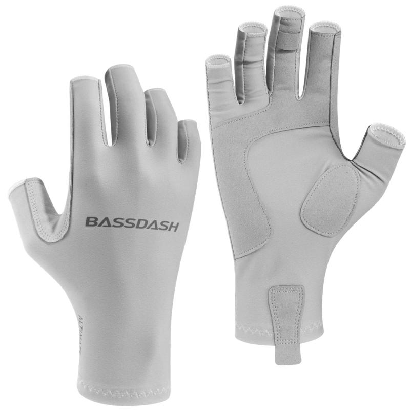 Bassdash(バスダッシュ) 釣り グローブ レディース UPF 50+ UVカット 釣り手袋 日焼け防止 速乾 3/4フィンガー フィッシンググローブ (グレー, XS)