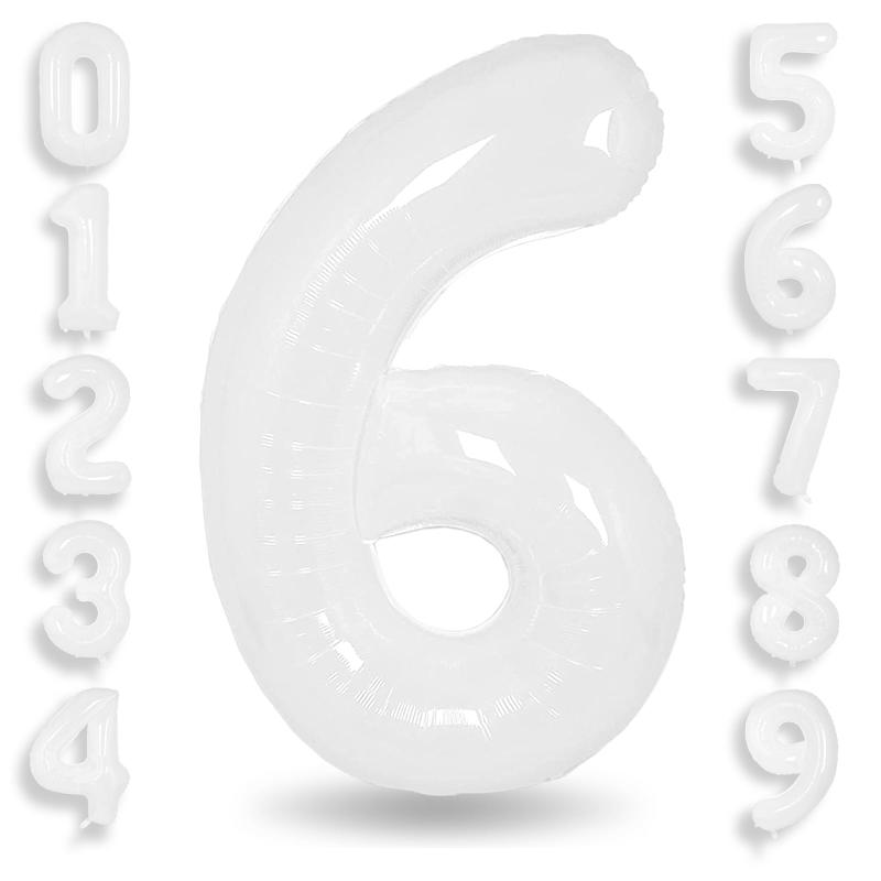 白い 数字バルーン 数字6 ナンバー 風船 大きい 40インチ 約90cm 誕生日 バルーン バースデー パーティー 飾り付け ウェディング 記念日 デコレーション Ptyceler
