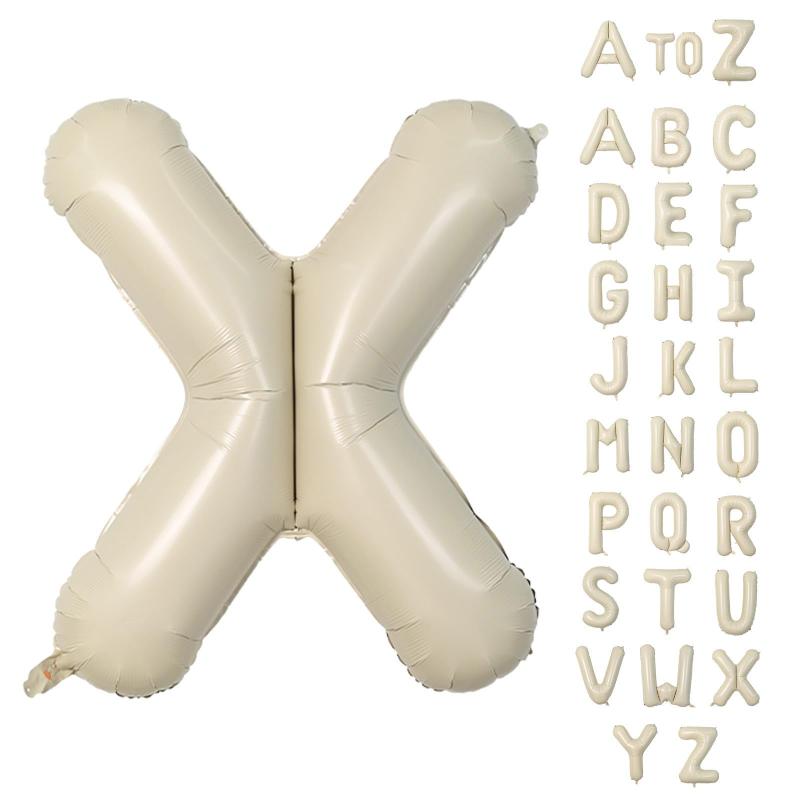 Lausatek アルファベット レター バルーン X 英語 文字 40インチ アルミ風船 大きい 組み合わせ 誕生日 バースデー 飾り付け イベント 記念日 パーティー 約90cm くすみホワイト