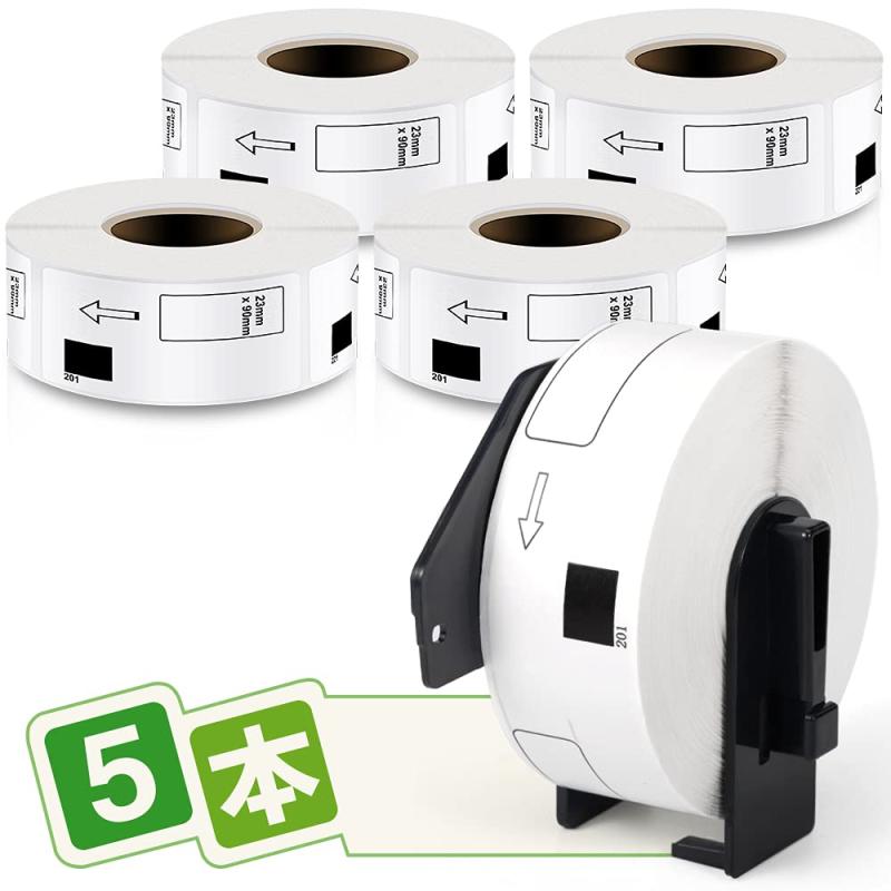 宛名ラベル 29mm x 90mm DK-1201 400枚/巻 感熱ステッカー紙 ラベルプリンター QL-800 QL-820NWB QL-700 QL-550 QL-720NW QL-650TD用 5ロールセット、ブラザーBrotherと互換性のある