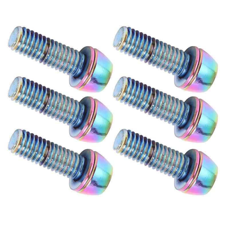 Bicycle Stem Screws, 6-Pack, Colored Screws with Washers, 304 Stainless Steel, Bicycle Stem Screws, Replacement Parts (M6)