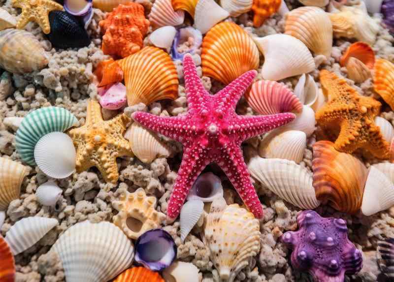 Bullglesup大人用ジグソーパズル1000ピース、「Beach Shells」裏面印字でぴったりはまりほこりにならない、男性/女性/高齢者向けホームデコレーションチャレンジギフトおもちゃ（70 ×50cm)、1:1ポ