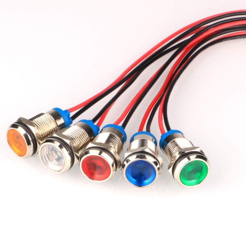 Gebildet 5個 LED 防水インジケータライト パイロットライトシグナル インジケータ10mm AC/DC 12-24V （5 色）