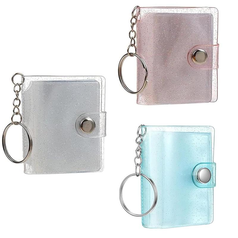 AQUILIVE フォトアルバム ミニアルバム ポータブル フォトアルバムキーチェーン 小さく 透明 持ち運び便利 内ページ48枚付属 子供 卒業記念 写真収納 教師の日 手作り DIY