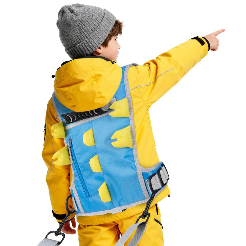 Hikeen キッズ用スキーハーネス スキー スノーボードハーネス 子供用 初心者 恐竜型 調整可能リーシュ メタルバックル付 （ブルー）