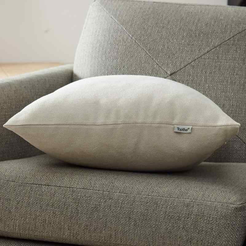 Topfinel クッションカバー リネンっぽい 55×55cm 北欧 おしゃれ 綿麻 無地 ソファ背当て 装飾枕カバー 座布団カバー ホワイト 1枚(全10色) [2]