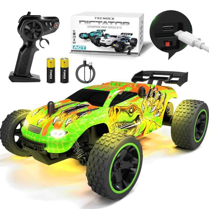 Tecnock ラジコンカー 子供向け ラジコン Type-C USB充電 おもちゃ 車 オフロード 2.4Ghz RCカー 誕生日 プレゼント (グリーン塗装版)