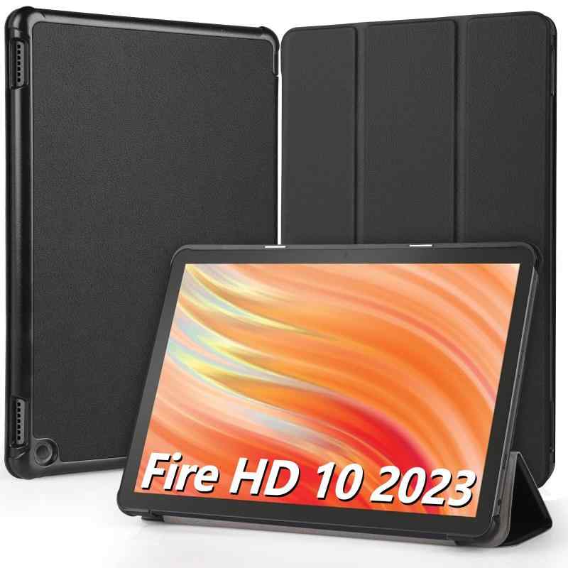 Hianjoo Fire HD 10 2023 対応 ケース 10インチ タブレットケース Fire HD 10 第13世代 対応 カバー スタンド機能付き オートスリープ機能 全面保護ケース 耐衝撃 擦り傷防止 - ブラックの商品画像