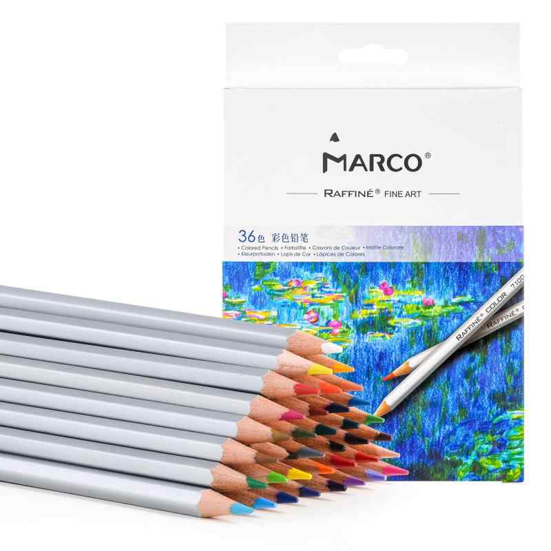 MARCO油性色鉛筆 36色セット 7100型 六角軸 木製 36色色鉛筆｜スケッチ イラスト 手帳 落書き用｜入門者 学生 絵画愛好家向け｜入学準備 プチギフト お土産最適｜発色良好 持ち運び便利