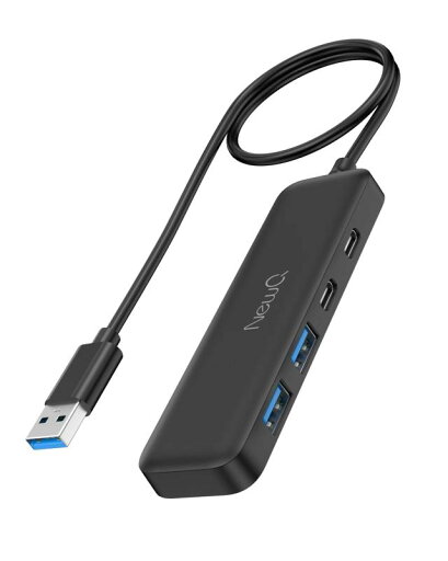 NewQ USB-C ハブ 長さ 2 フィートのケーブル 4ポート2* USB-C 3.0と2* USB-A 3.0 データ転送 軽量 変換アダプター 4 in 1 Type-C 拡張ハブ 増設 コンピュータアクセサリ用の超薄型ポータブルUSBスプリッタ NewQ USB-C ハブ 長さ 2 フィートのケーブル 4ポート2* USB-C 3.0と2* USB-A 3.0 データ転送 軽量 変換アダプター 4 in 1 Type-C 拡張ハブ 増設 コンピュータアクセサリ用の超薄型ポータブルUSBスプリッタ