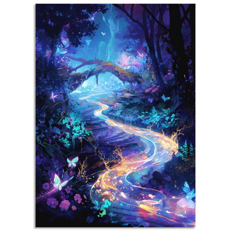 Rakuten - Fokenzary 数字でペイント DIY 大人向けのぬり絵キット 川 油絵 キャンバス 初心者用 ブラシとアクリル絵具付き フレームなし (40x50cm)