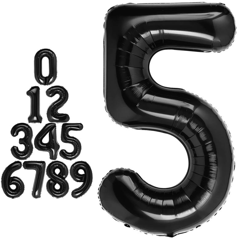 黒い 数字バルーン 数字5 ナンバー 風船 大きい 40インチ 約90cm 誕生日 バルーン バースデー パーティー 飾り付け ウェディング 記念日 デコレーション
