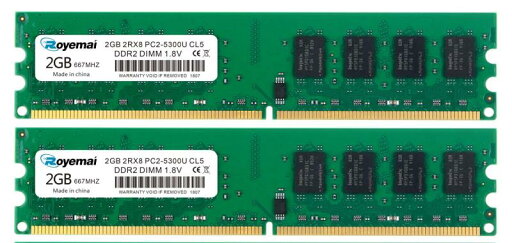 4GB DDR2 667MHz 667 PC2-5300 5300U 2GB×2枚 デスクトップPC用 メモリ 1.8V CL5 Non-ECC RAM Memory 4GB DDR2 667MHz 667 PC2-5300 5300U 2GB×2枚 デスクトップPC用 メモリ 1.8V CL5 Non-ECC RAM Memory