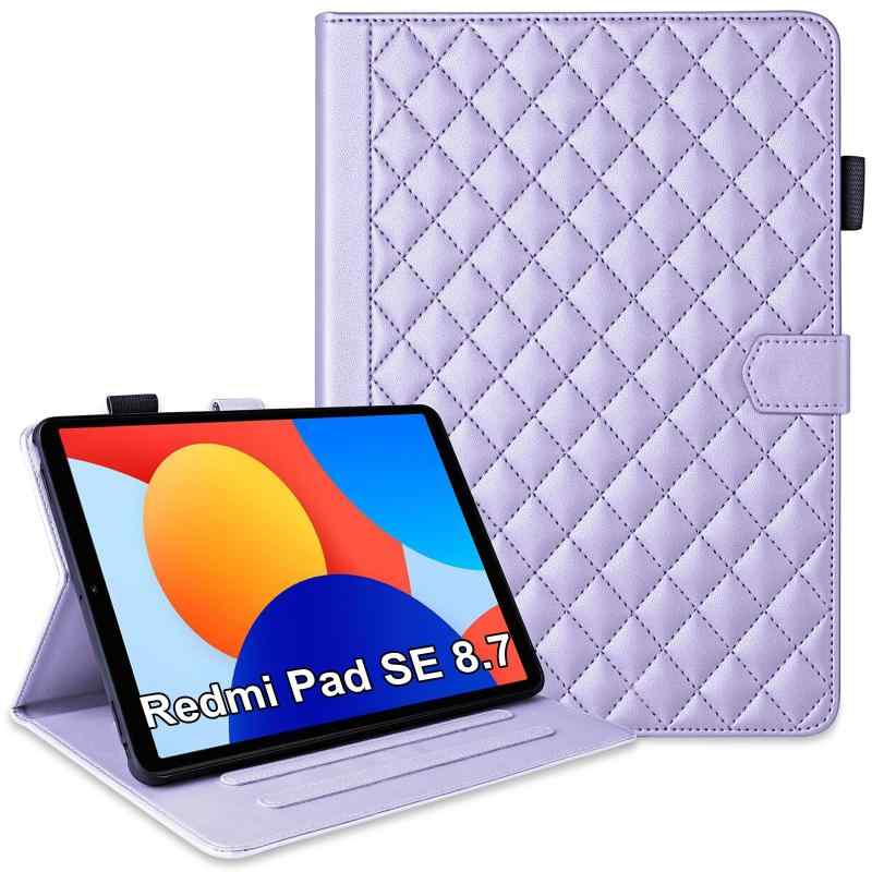 Rakuten - xiaomi pad se 8.7 ケース と互換性のある xiaomi タブレット 8.7 ケース カバー カード収納 スタンド機能 耐衝撃 高級PUレザー 擦り傷防止 磁石クリップ 全面保護,パープル