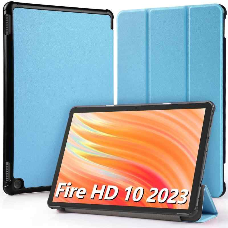 Hianjoo Fire HD 10 2023 対応 ケース 10インチ タブレットケース Fire HD 10 第13世代 対応 カバー スタンド機能付き オートスリープ機能 全面保護ケース 耐衝撃 擦り傷防止 - ブルーの商品画像