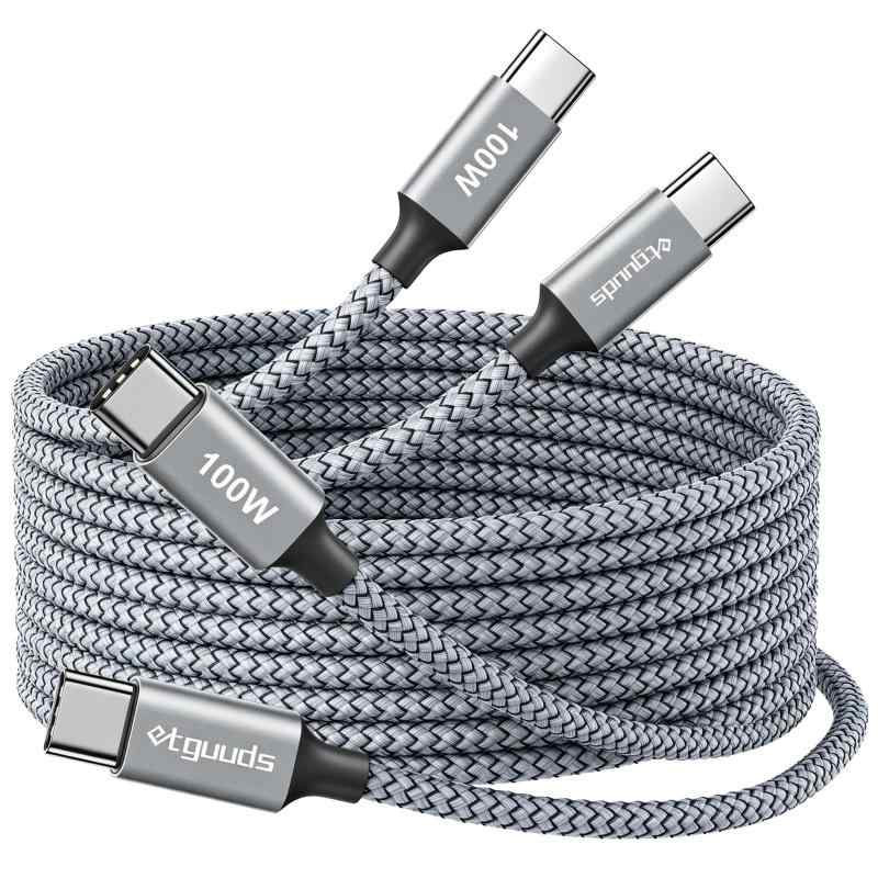 etguuds USB C ケーブル 100W【3m 2本】5A超急速充電 長い タイプc ケーブル PD対応 高耐久ナイロン 電源コード