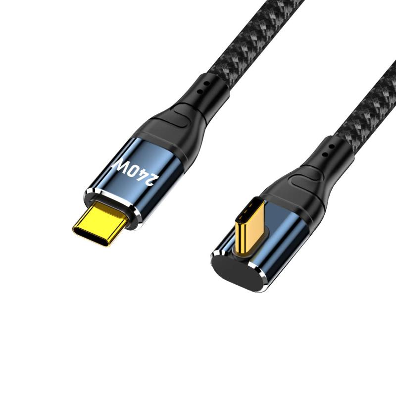 CYケーブル USB-C 240W Type-C オス-オスケーブル 薄型アングルコネクタ 48V 5A USB2.0 480Mbps 100Wに対応 ノートパ…