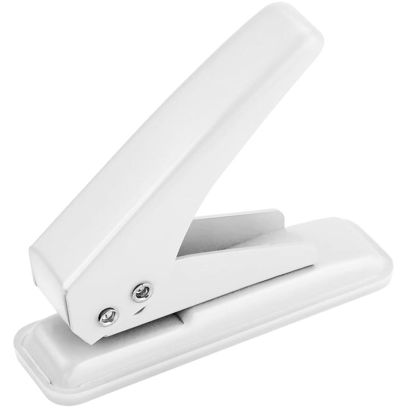Rakuten - 穴開けパンチ ルーズリーフパンチ 1穴 穴径6mm 20枚入り コンパクト 軽量 持ち運び可能 丈夫 DIYマニュアル 事務用品 (ホワイト)
