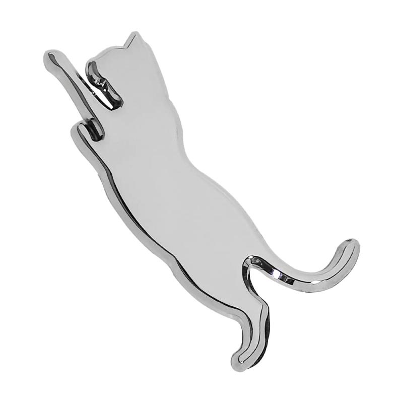 Rakuten - FUTWOD 猫 エンブレム 車 ねこ ステッカー ネコ かわいい 3Dステッカー 防水 耐候 キャット アクセサリー 面白い カーステッカー デカール シルバー 車用 バイク 飾り おしゃれ バッジ スーツケ