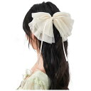 FASELE ヘアクリップ バレッタ ヘアリボン メッシュ 蝶結び 優しい エレガント クリップ 髪飾り 髪留め 上品 クリスタル ヘアアクセサリー おしゃれ 結婚式 通勤 通学 パーティー お祝い 卒業