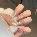 ネイルチップ 人気つけ爪 24枚入 光沢 3Dネイルチップ 手作りネイルチップ 結婚式ネイルチップ 大人可愛い 人工ネイル ネイルチップ ロング ショート キラキラ 透明 花嫁ネイルチップ 入学