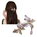 FASELE ヘアクリップ バレッタ 髪留め エレガント 大人 可愛い 優しい 髪飾り スプリングクリップ 6cm キラキラ 蝶 女性 おしゃれ 日常 通勤通学 誕生日 発表会 結婚式 卒業式 入学式 パーティ