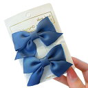 GFun 髪飾り リボン 小さめ 子供 2個セット クリップ ヘアアクセサリー バレッタ 袴 卒園式 結婚式 発表会 浴衣 洋服 ブルー
