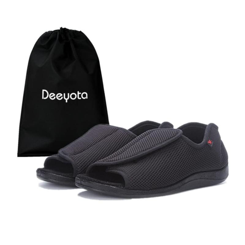 DEEYOTA 介護シューズ 介護用靴 スニーカー シニア シューズ 老人靴 フルオープンタイプ サンダル 介護用シューズ 高齢者用シューズ 介護用靴 敬老の日 ブラック 24.5cm