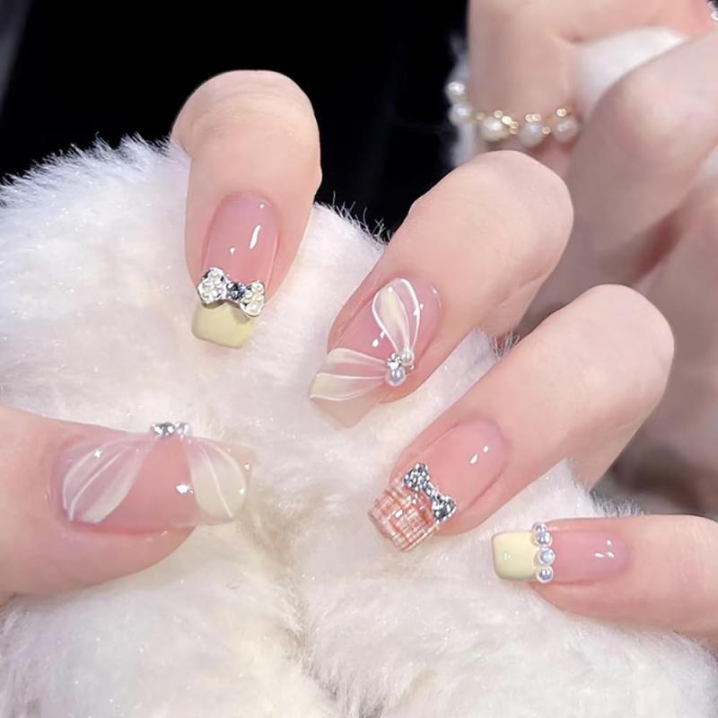 ネイルチップ ロング 付け爪 24枚入 春 夏 ネイル 手作りネイルチップ 人気 和風 かわいい 花嫁ネイル ..