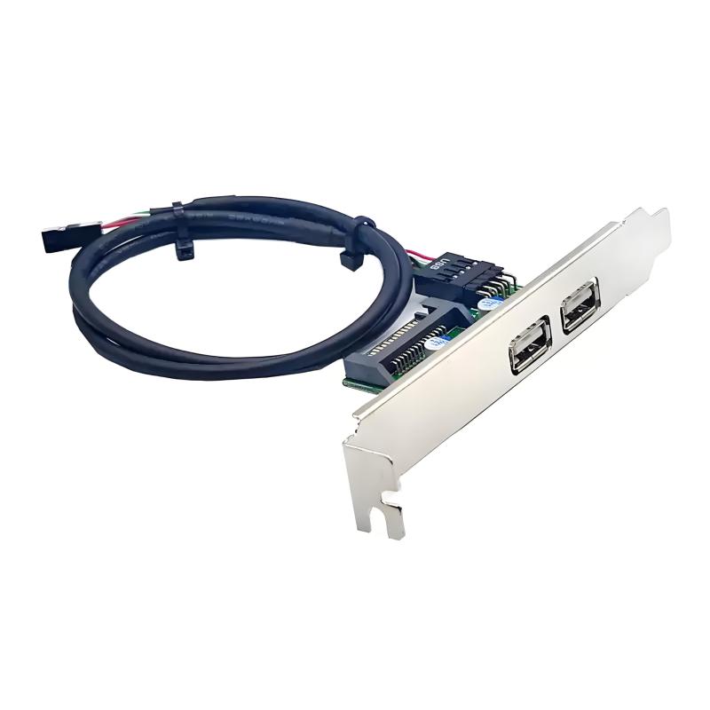 Cablecc USB2.0メス内部マウントパネルから9ピンバッフルマザーボードケーブル（SATA電源追加および12cmブラケット付き）