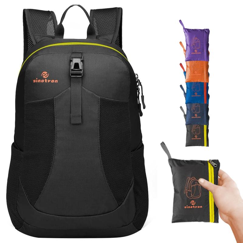 [sinotron] アウトドアバック 超軽量携帯リュック 折りたたみ可能バックパック 耐久性のある 22L大容量 収納性 マルチカラー 休暇、学校、キャンプ、ショッピングなど様々なシーンで適用（グ