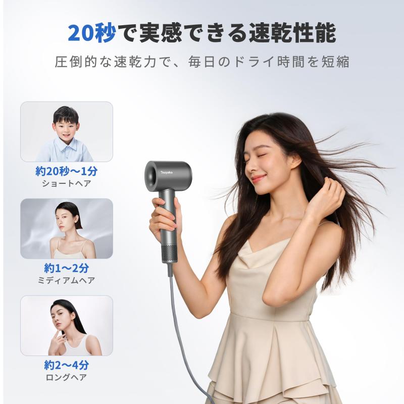 Tsuyaka ドライヤー 大風量 約20s 速乾 ヘアドライヤー