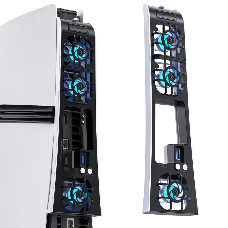 NEWDERY PS5 Pro用 冷却ファン USB 3.0ポート 三段階風速 プレステ5 Pro用 冷却ファン 周辺機器 アクセサリー 低騒音 熱対策 自動温度検出 RGBライト付き プレステ5 Pro ディスク通常版/デジタル版対