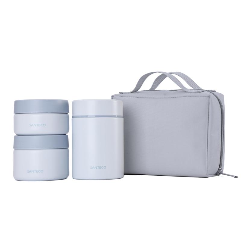 Rakuten - SANTECO ステンレスランチジャー 1050ml スプーン・専用バッグ付 保温弁当箱 おしゃれ 男女兼用 ピクニック 部活 (青)