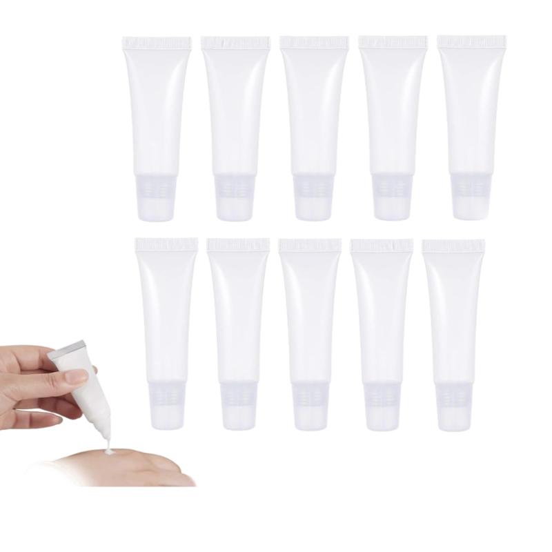 KQHOMEI 10個 チューブ 容器 化粧品容器セット チューブ プラスチック ソフトチューブ ミニ空充填 5ML/10ML 収納 旅行用品 化粧品小分け スクイズチューブ ローション プラスチックリップグロス